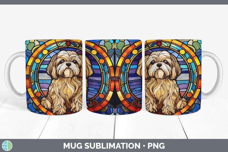 GorgeousStained Glass Dog Mug Wrap design.