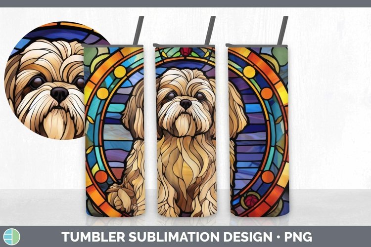 Stained Glass Dog Lhasa Apso Tumbler Sublimation 20 oz Skinn