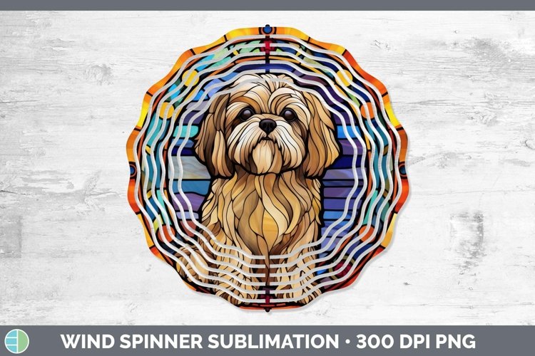 GorgeousStained Glass Dog Wind Spinner design.