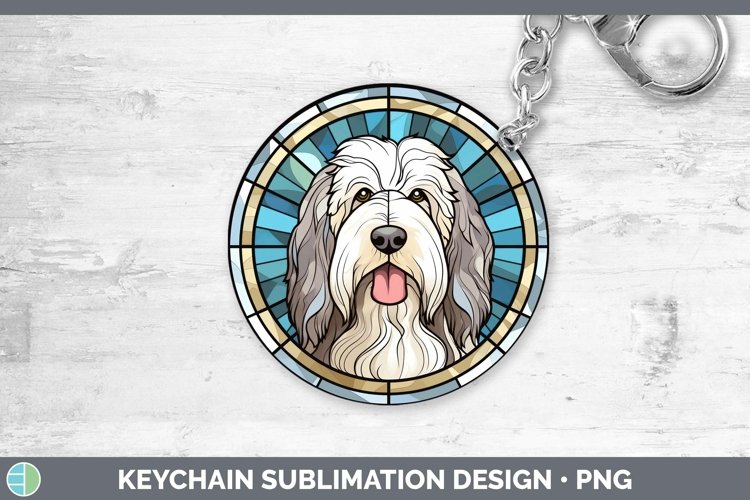 GorgeousStained Glass Dog Keychain design.