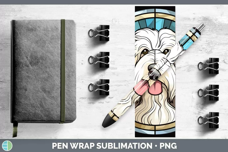 Stained Glass Dog Old English Sheepdog Pen Wrap Sublimation