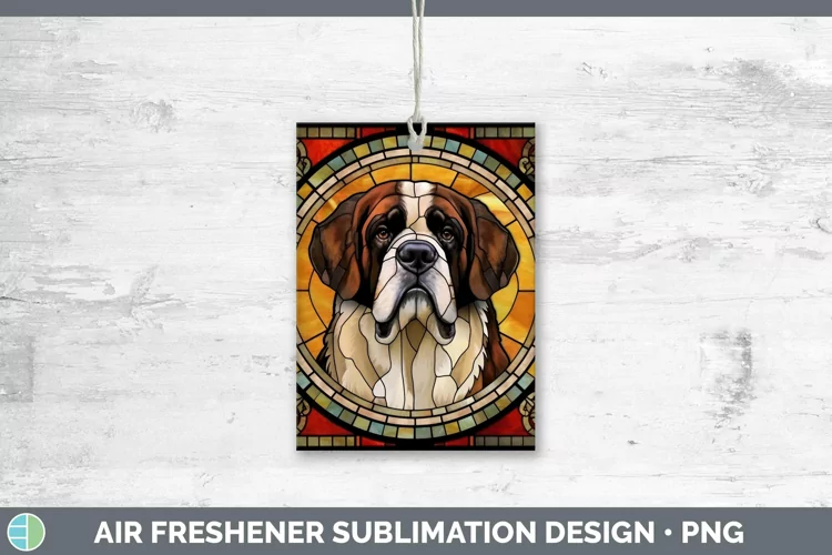 Stained Glass Dog Saint Bernard Air Freshener Sublimation Ca