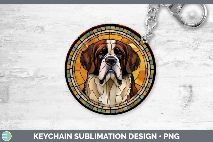 GorgeousStained Glass Dog Keychain design.