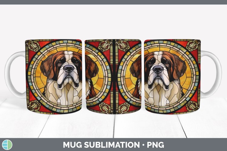 GorgeousStained Glass Dog Mug Wrap design.