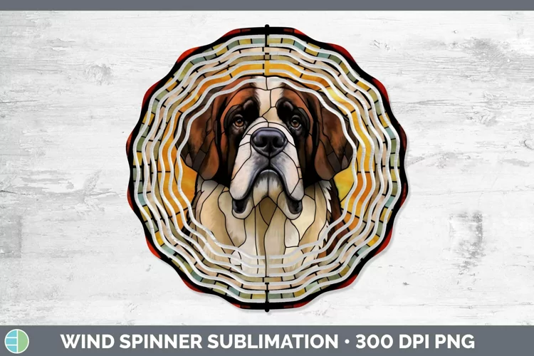 Stained Glass Dog Saint Bernard Wind Spinner Sublimation Spi