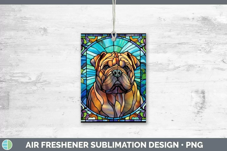 Stained Glass Dog Shar Pei Air Freshener Sublimation Car Fre