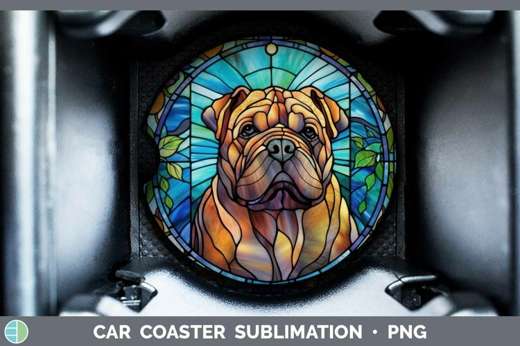 GorgeousStained Glass Dog Car Coaster design.