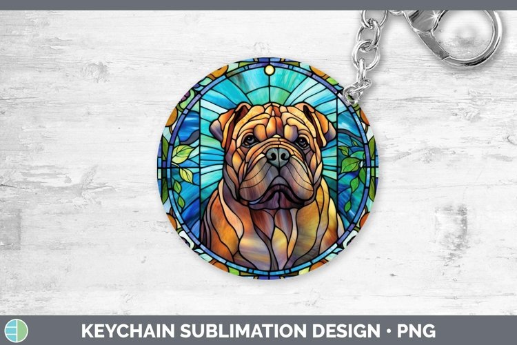 GorgeousStained Glass Dog Keychain design.