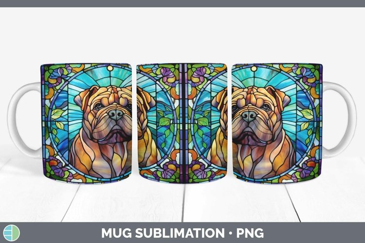 GorgeousStained Glass Dog Mug Wrap design.