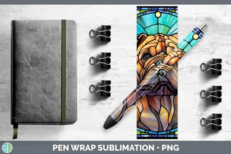 Stained Glass Dog Shar Pei Pen Wrap Sublimation Epoxy Pen De