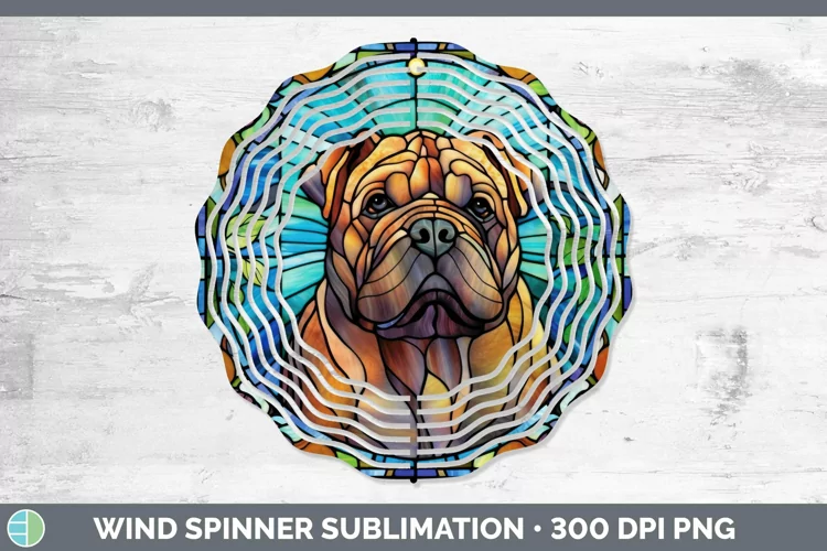 Stained Glass Dog Shar Pei Wind Spinner Sublimation Spinner