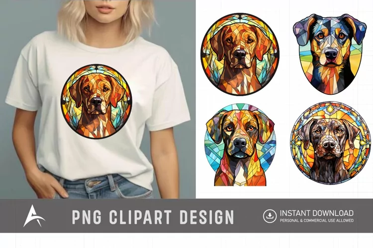 Watercolor Stained Glass Dog Clipart
