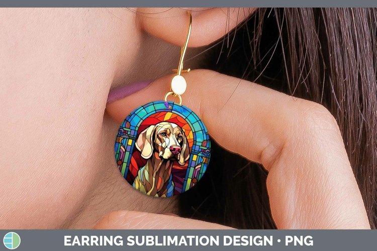 GorgeousStained Glass Dog Round Earrings design.