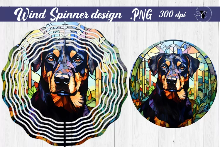 Stained glass dog | Wind Spinner sublimation