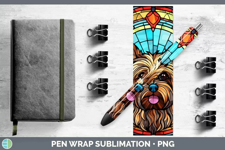 Stained Glass Dog Yorkshire Terrier Pen Wrap Sublimation Epo