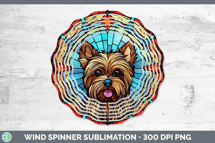 Stained Glass Dog Yorkshire Terrier Wind Spinner Sublimation