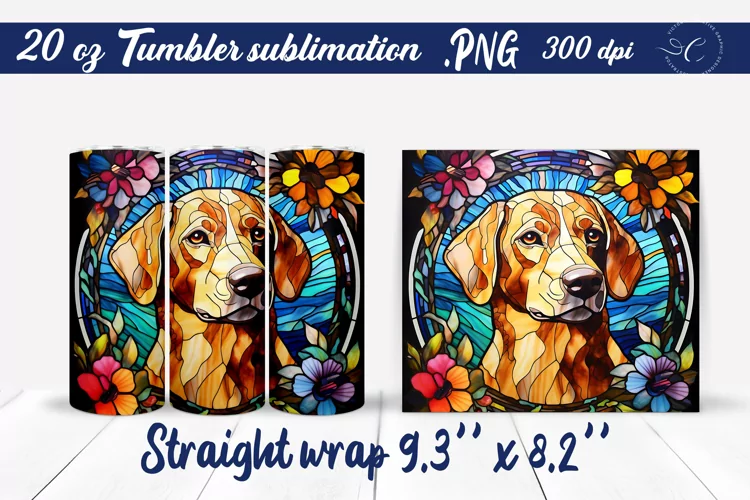 Stained glass tumbler wrap | Stained glass dog