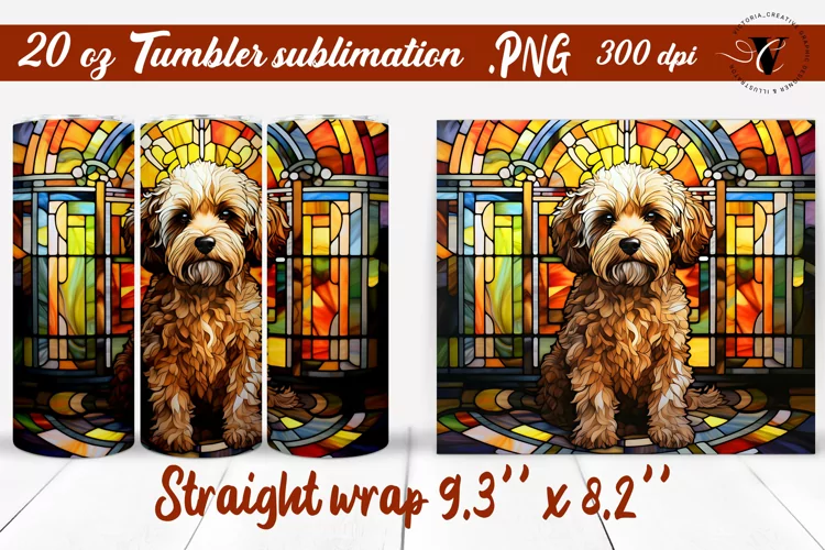Stained glass Dog tumbler | Tumbler wrap