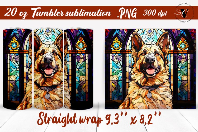 Stained glass tumbler wrap | Stained glass dog example image 1