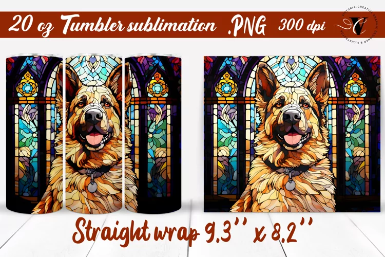 Stained glass tumbler wrap | Stained glass dog