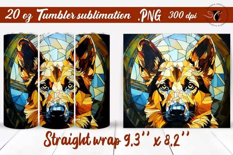 Stained glass tumbler design | Dog tumbler wrap