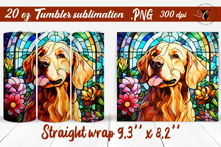 Stained glass tumbler design | Dog tumbler wrap