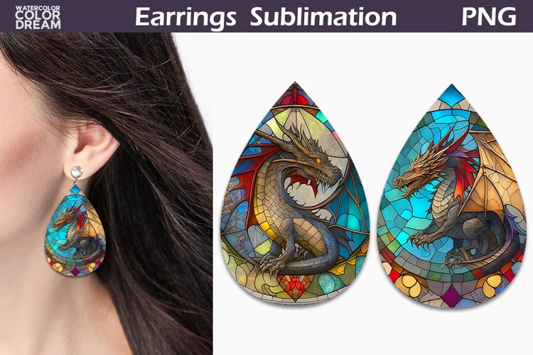 Stained Glass Teardrop Earrings | Dragon Earrings