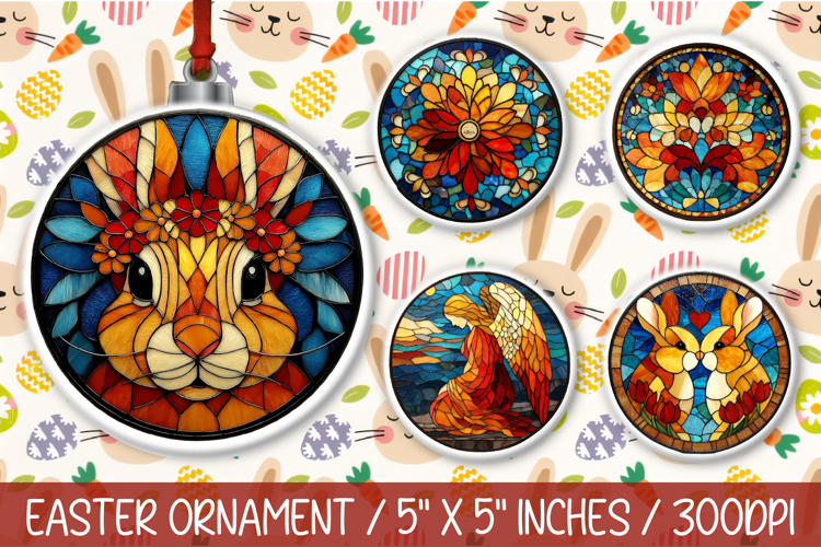 Stained Glass Easter Ornaments PNG