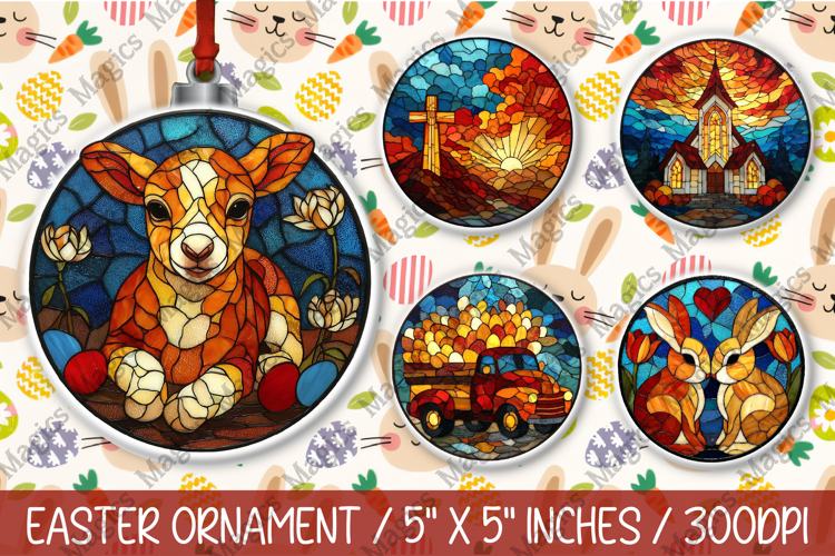 Stained Glass Easter Ornaments PNG