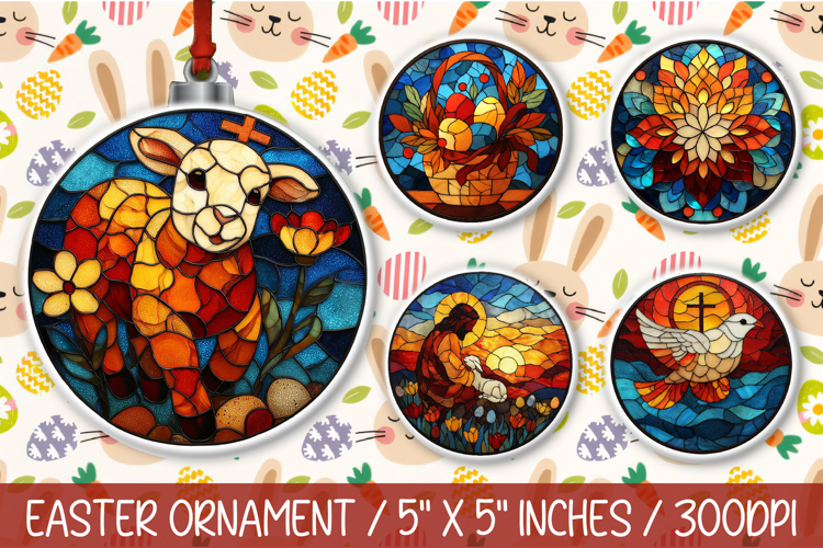 Stained Glass Easter Ornaments PNG