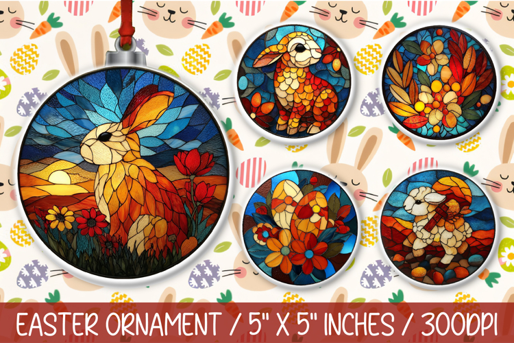 Stained Glass Easter Ornaments PNG