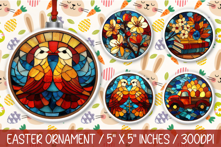Stained Glass Easter Ornaments PNG