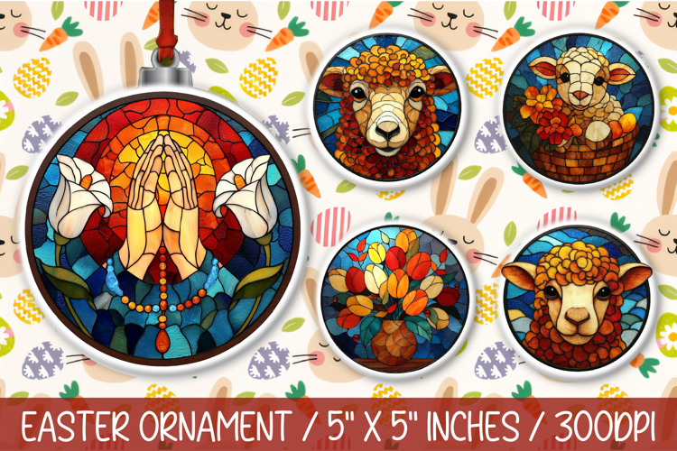 Stained Glass Easter Ornaments PNG