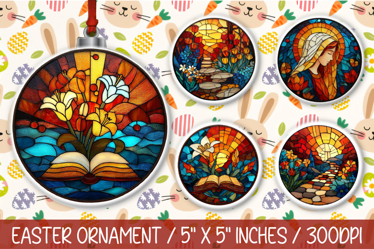 Stained Glass Easter Ornaments PNG