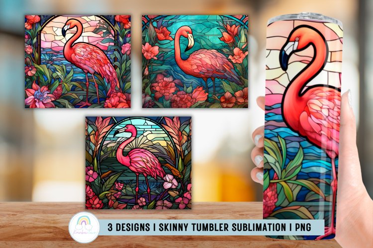 Stained Glass Flamingo Skinny Tumbler Sublimation