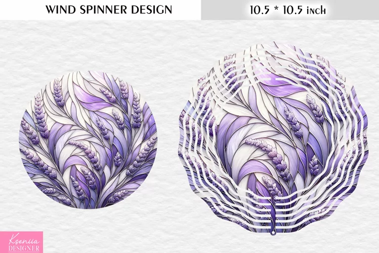 Stained Glass Lavender Flower Wind Spinner Design