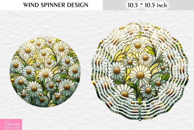 Stained Glass Little Daisies Wind Spinner Design example image 1