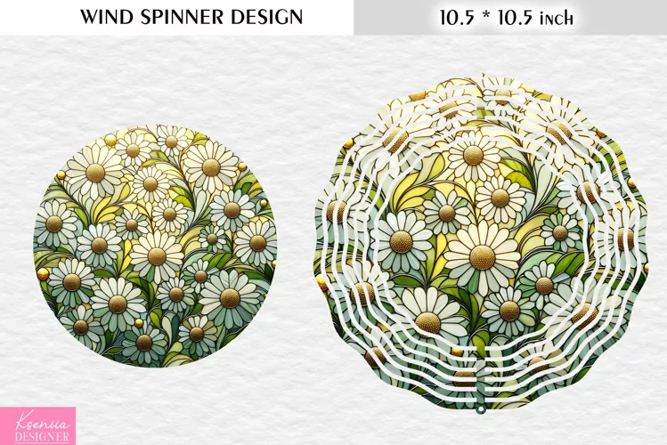 Stained Glass Little Daisies Wind Spinner Design