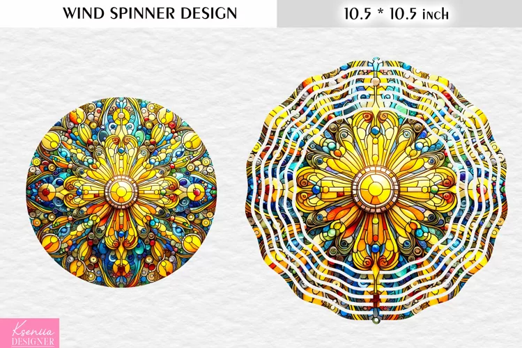Yellow Stained Glass Wind Spinner Design