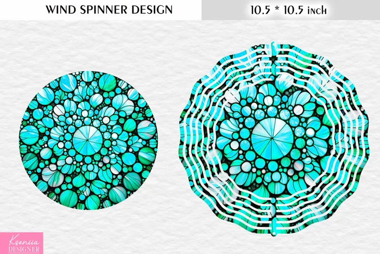 Green Stained Glass Wind Spinner Design