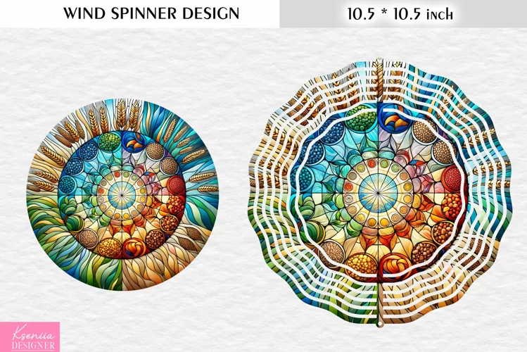 Stained Glass Cereals Wind Spinner Design