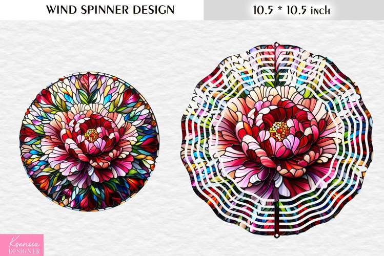 Stained Glass Flower Wind Spinner Design example image 1