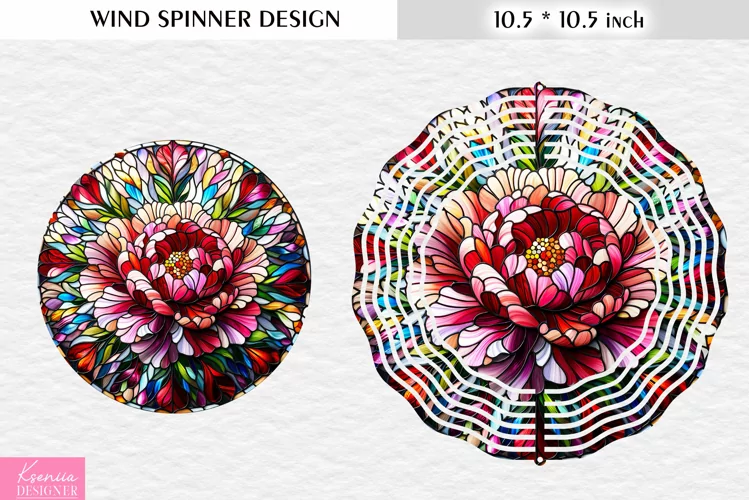 Stained Glass Flower Wind Spinner Design