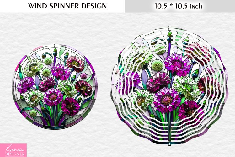 Stained Glass Cornflower Wind Spinner Design example image 1