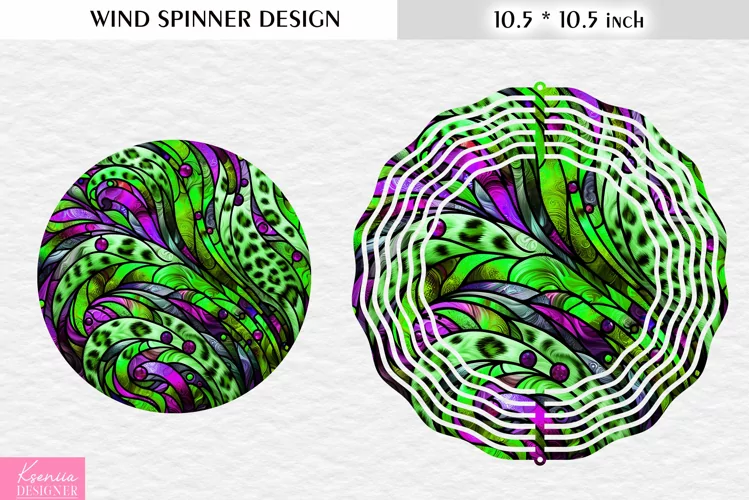 Green Stained Glass Wind Spinner Design