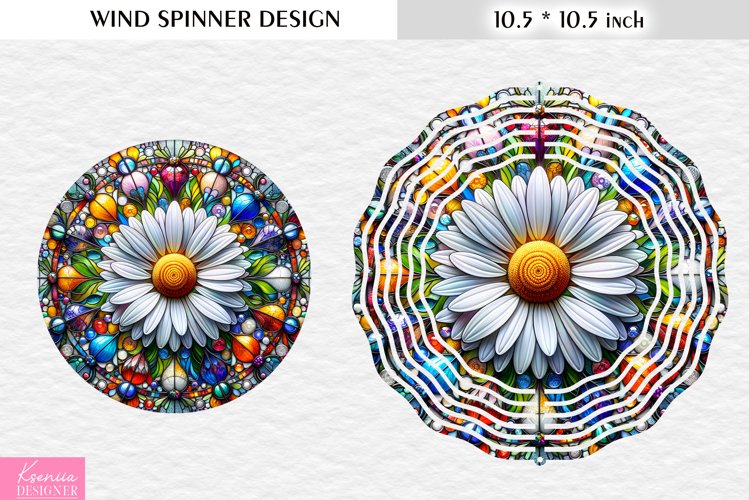 Stained Glass Big Camomile Flower Wind Spinner Design