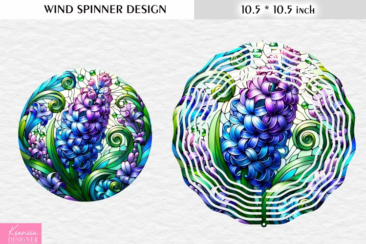 Stained Glass Hyacinth Wind Spinner Design