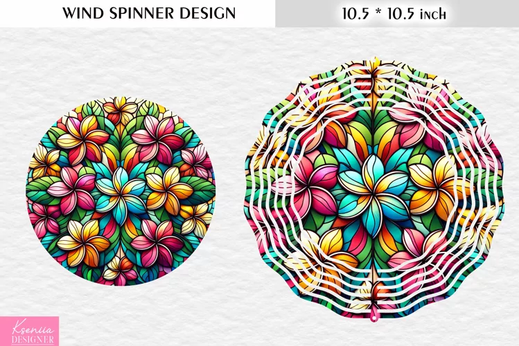 Stained Glass Wild Flower Wind Spinner Design