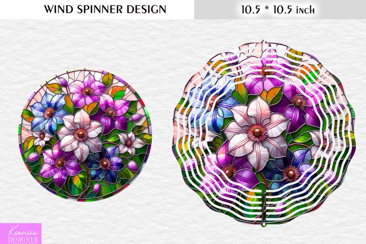 Stained Glass Clematis Wind Spinner Design example image 1