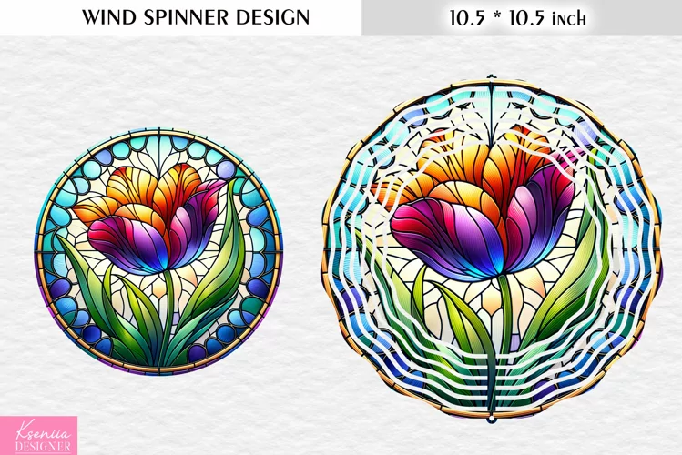 Stained Glass Tulip Wind Spinner Design